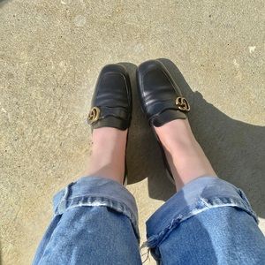 Size 10.5 womens Gucci Double G Leather Loafers.